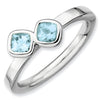 Mothers Stackable Birthstone Ring - Double Cushion Cut