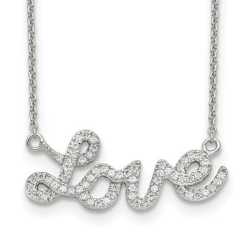 Petite Sterling Silver & CZ Love Necklace