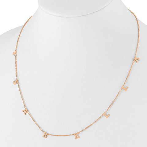 Mothers Initial Necklace 14K Rose Gold
