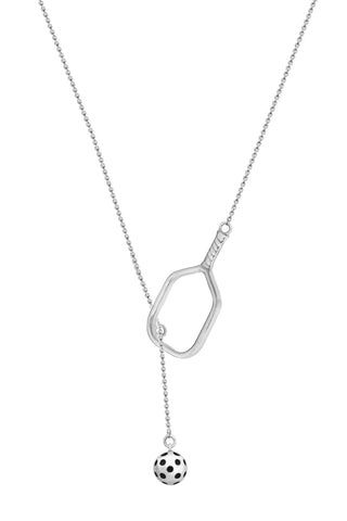 Pickleball Lariat Necklace | Open Paddle in Sterling Silver