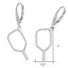 Pickleball Earrings | Accented CZ Leverback Earrings in Sterling Silver
