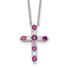 Birthstone Cross Necklace in Sterling Silver