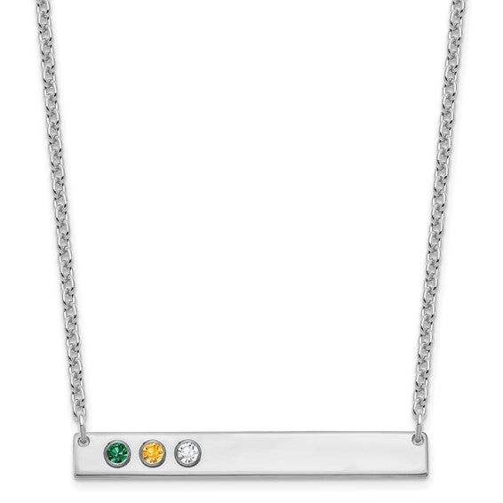 Handmade Sterling Silver Birthstone Bar Necklace - Gemstones, Pearls –  Rebecca Anne Handmade