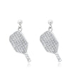 Pickleball Dangle Post Earrings | CZ Paddle in Sterling Silver