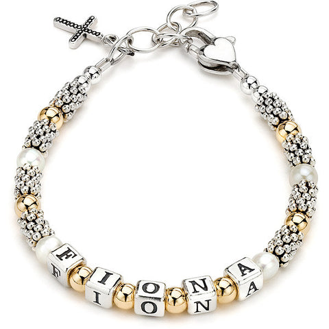 Lil' Princess Gold-filled, Pearls & Bali Bracelet