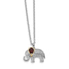 Sterling Silver And 14K Garnet And Diamond Elephant Necklace