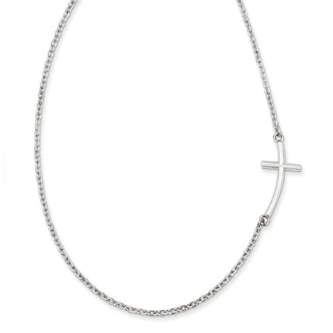 18" Curved Offset Sideways Cross Necklace