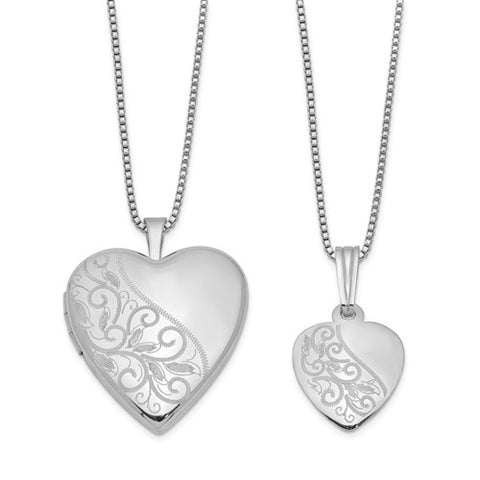 Sterling Silver Heart Photo Locket and Child's Pendant