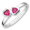Mothers Stackable Birthstone Ring - Double Heart