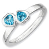 Mothers Stackable Birthstone Ring - Double Heart