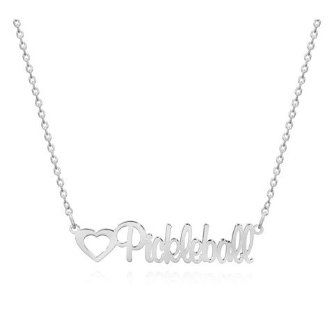 Pickleball Necklace | Cursive Script Sterling Silver
