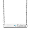 Birthstone & Name Bar Necklace White Gold